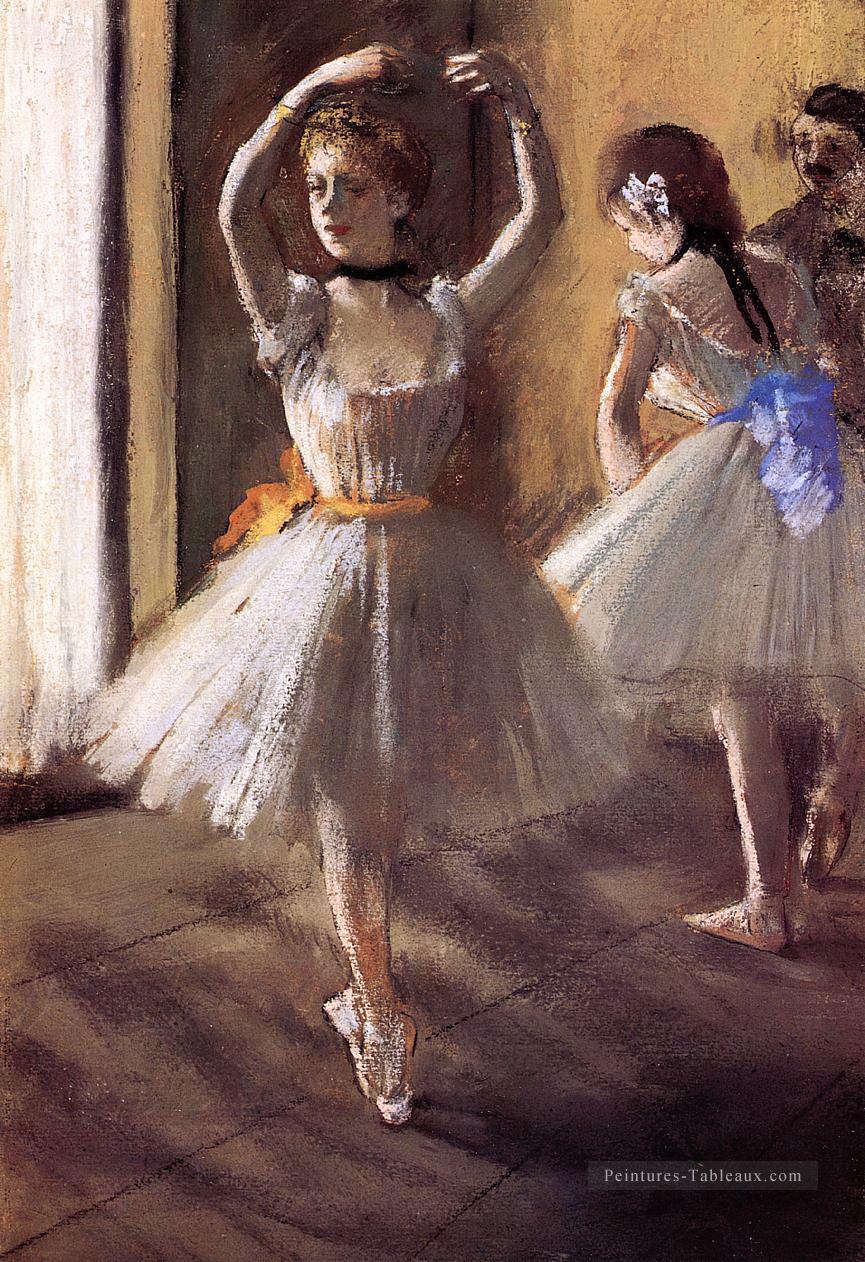 deux danseurs dans l’école de danse studio Edgar Degas Peintures à l'huile